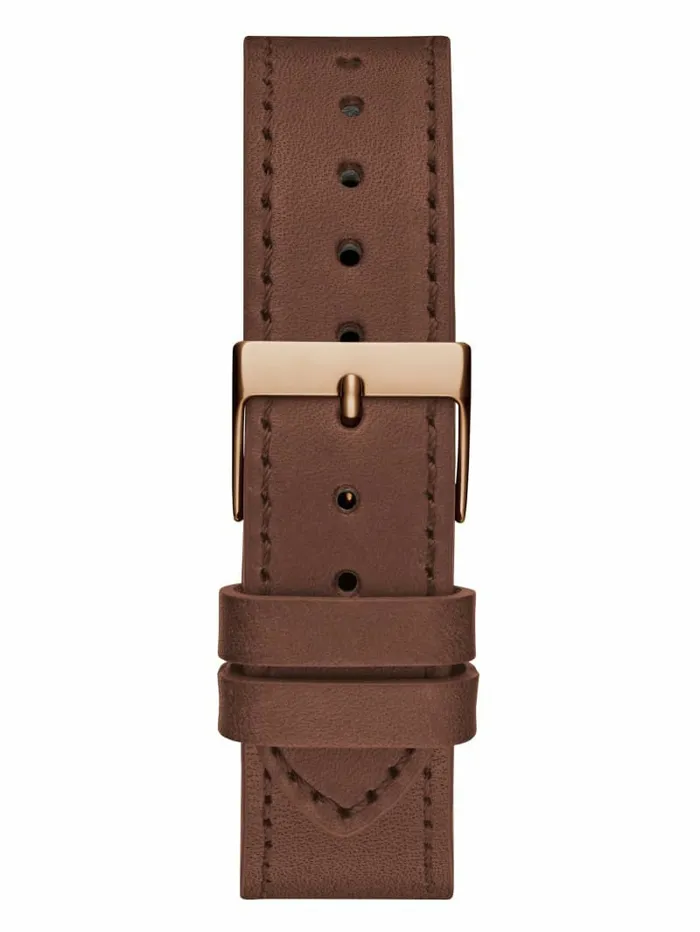 Watches Women Insignia Brown Leather Analog Watch Rose Gold GUESS Watches Women Insignia Brown Leather Analog Watch Rose Gold GUESS