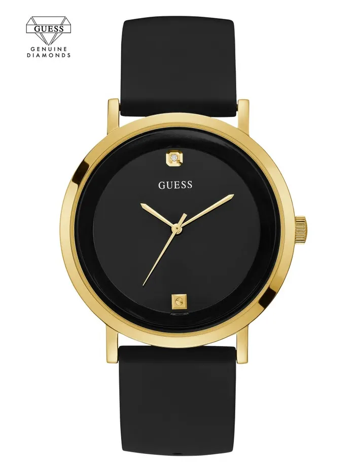 Watches WomenMen GUESS Black and GoldTone Analog Watch Black