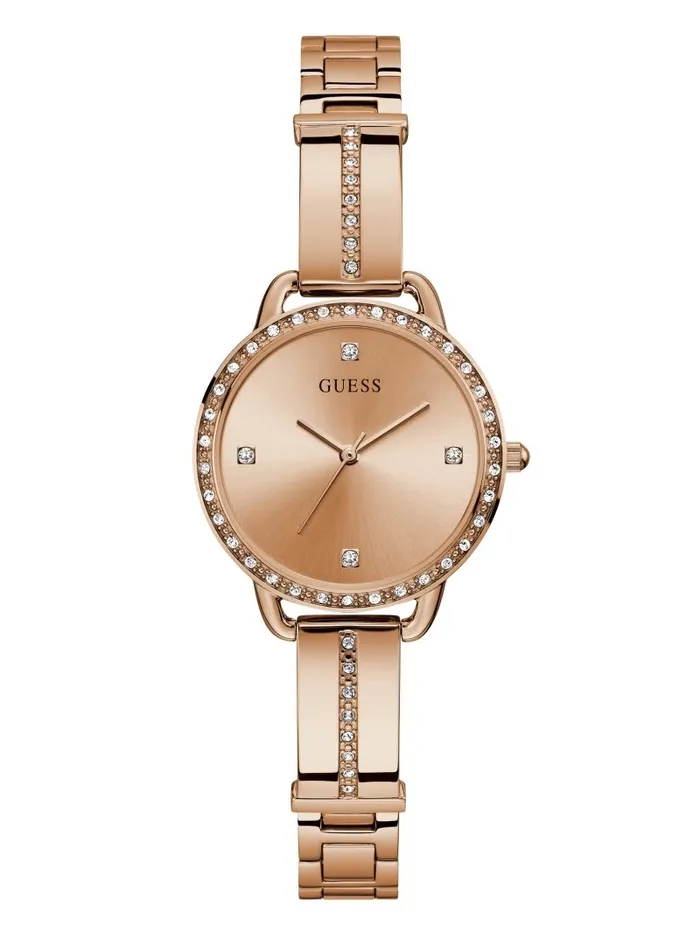 Watches Women Rose GoldTone Crystal Analog Watch Rose Gold GUESS