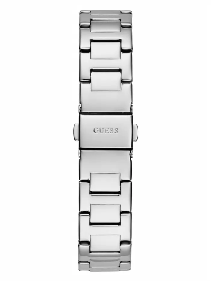 Watches Women SilverTone and Black Diamond Analog Watch Silver GUESS Watches Women SilverTone and Black Diamond Analog Watch Silver GUESS