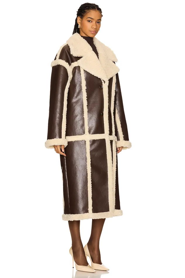 Wayne Faux Shearling Coat Brown Women Lovers and Friends Leather Wayne Faux Shearling Coat Brown Women Lovers and Friends Leather