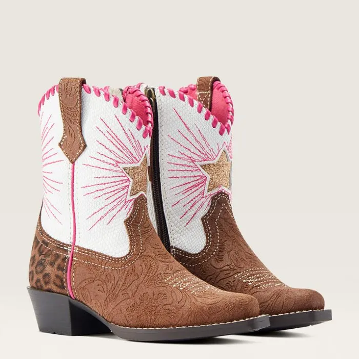 Western Boots and Shoes Kids Ariat Heritage Star Easy Fit Western Boot Brown Floral Emboss