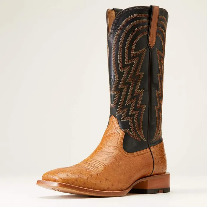 Western Boots Men Ariat Haywire Cowboy Boot Antique Tan Smooth Quill Ostri