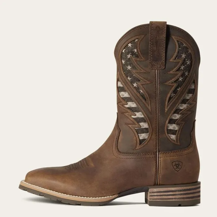Western Boots Men Ariat Hybrid VentTEK Western Boot Distressed Brown