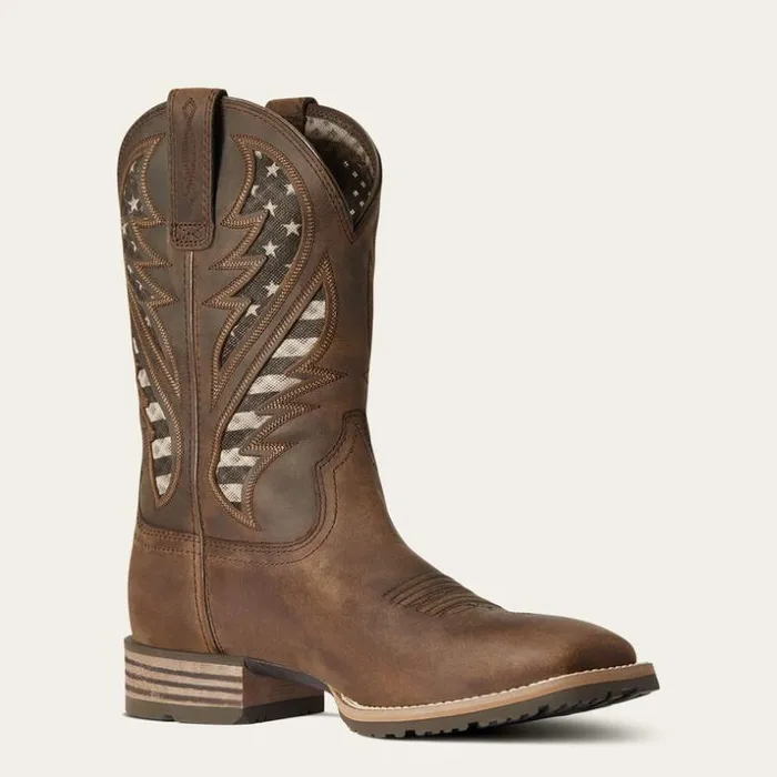 Western Boots Men Ariat Hybrid VentTEK Western Boot Distressed Brown
