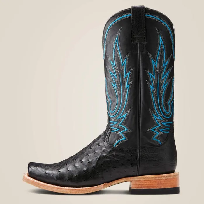 Western Boots Men Ariat Relentless All Around Western Boot Black Full Quill Ostrich