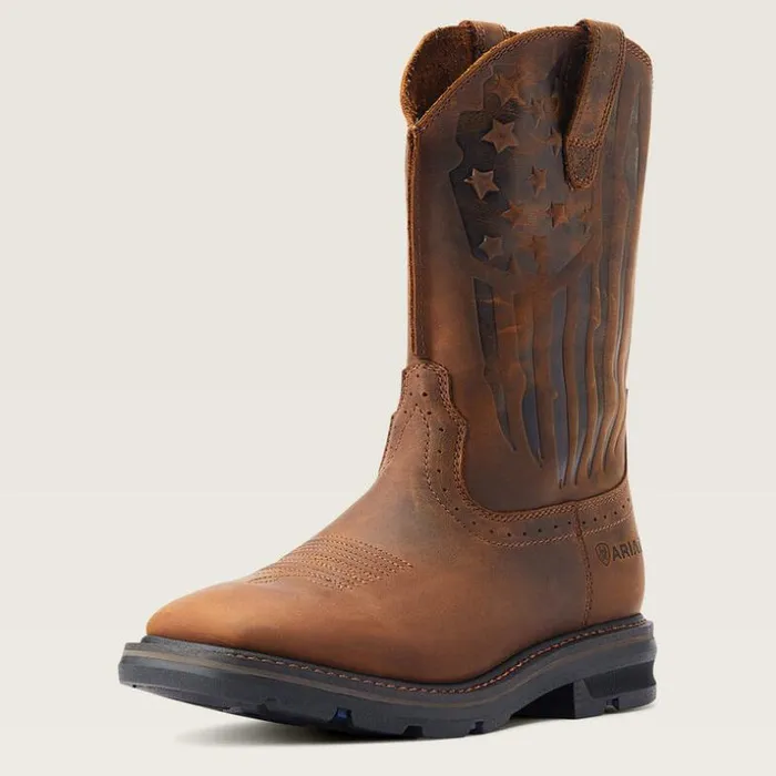 Western Boots Men Ariat Sierra Shock Shield Patriot Work Boot Distressed Brown Western Boots Men Ariat Sierra Shock Shield Patriot Work Boot Distressed Brown