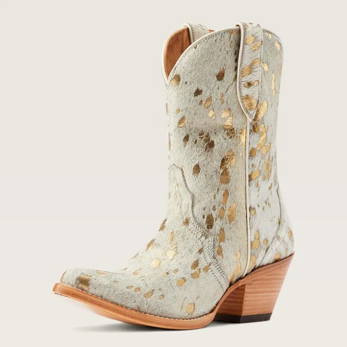Western Boots Women Ariat Bandida Western Boot White Metallic Hair On