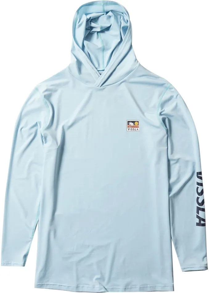 Wetsuit Tops and Lycra Twisted Eco Hooded Long Sleeve Lycra Rash Guard COOL BLUE HEATHER Vissla Men Wetsuit Tops and Lycra Twisted Eco Hooded Long Sleeve Lycra Rash Guard COOL BLUE HEATHER Vissla Men