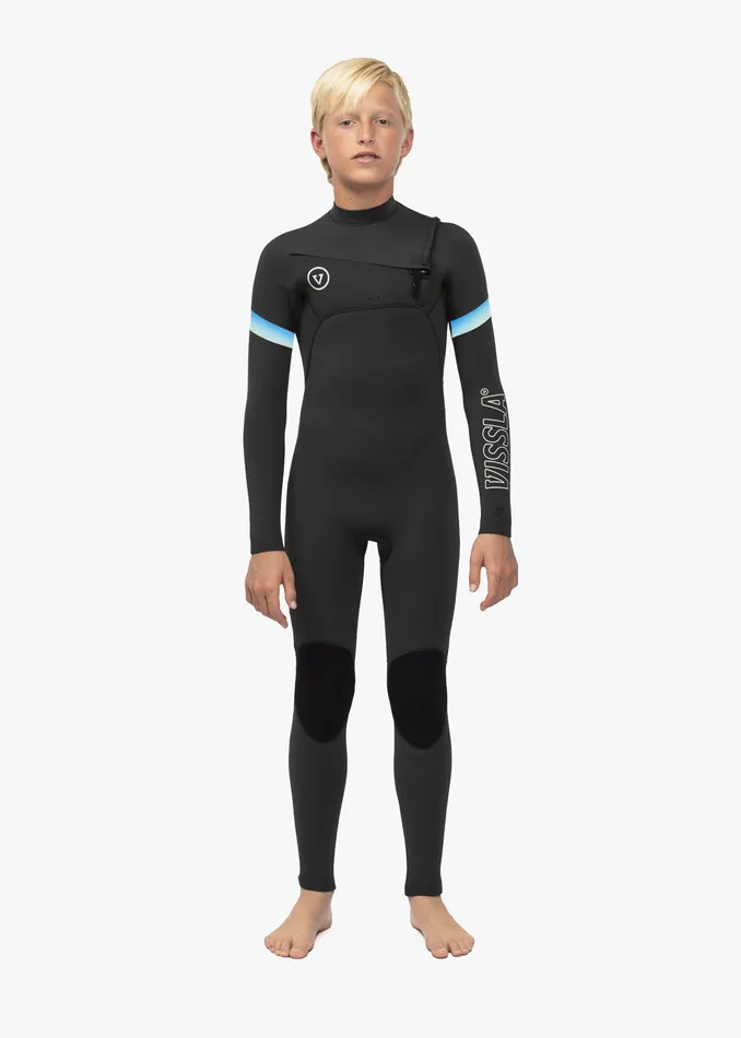 Wetsuits Youth Vissla 7 Seas Boys Raditude 32 Full Chest Zip Wetsuit Black 2