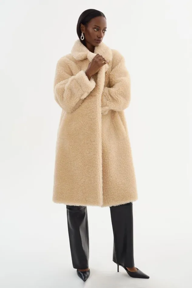 Women ADINA Sherpa Coat Beige LAMARQUE Sherpa Women ADINA Sherpa Coat Beige LAMARQUE Sherpa