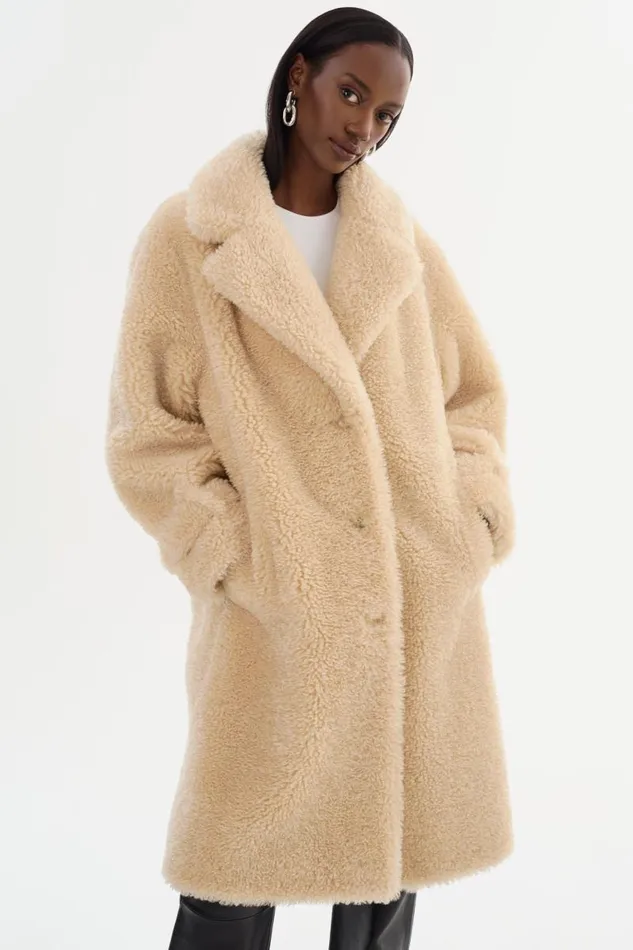 Women ADINA Sherpa Coat Beige LAMARQUE Sherpa Women ADINA Sherpa Coat Beige LAMARQUE Sherpa
