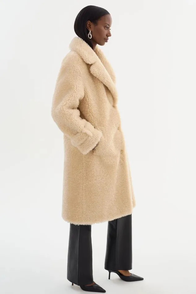 Women ADINA Sherpa Coat Beige LAMARQUE Sherpa Women ADINA Sherpa Coat Beige LAMARQUE Sherpa