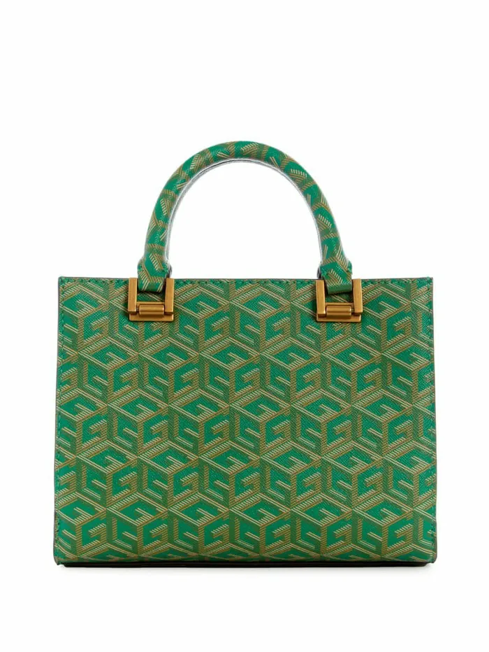 Women Atene Mini Satchel Forest Logo Handbags GUESS
