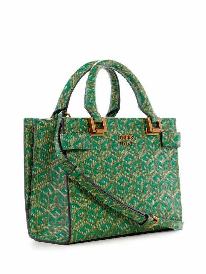 Women Atene Mini Satchel Forest Logo Handbags GUESS