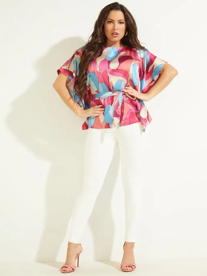 Women Baja Beach Kimono Bold Bloom Tops GUESS