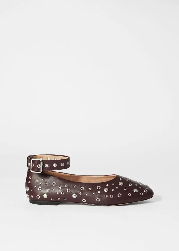 Women Ballerinas and Other Stories Embellished Ballet Flats Burgundy
