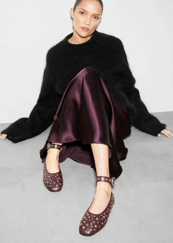 Women Ballerinas and Other Stories Embellished Ballet Flats Burgundy Women Ballerinas and Other Stories Embellished Ballet Flats Burgundy