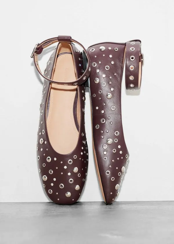 Women Ballerinas and Other Stories Embellished Ballet Flats Burgundy Women Ballerinas and Other Stories Embellished Ballet Flats Burgundy