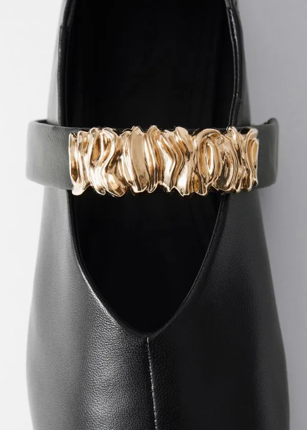 Women Ballerinas and Other Stories Embellished Leather Ballet Flats Black Women Ballerinas and Other Stories Embellished Leather Ballet Flats Black