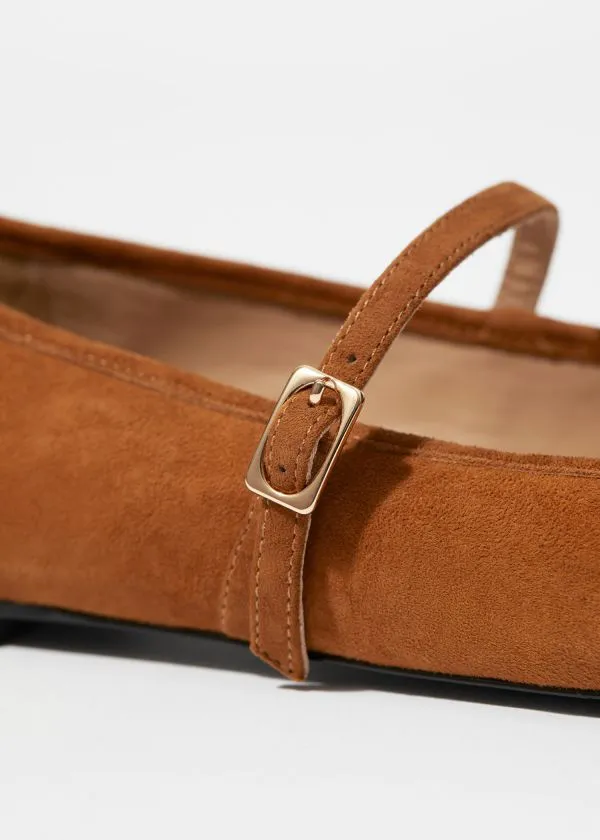 Women Ballerinas and Other Stories SquareToe Ballet Flats Brown Suede Women Ballerinas and Other Stories SquareToe Ballet Flats Brown Suede