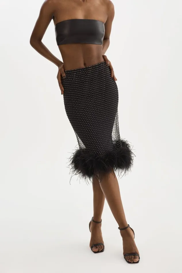 Women BARETA Rhinestone Tube Black LAMARQUE Skirts