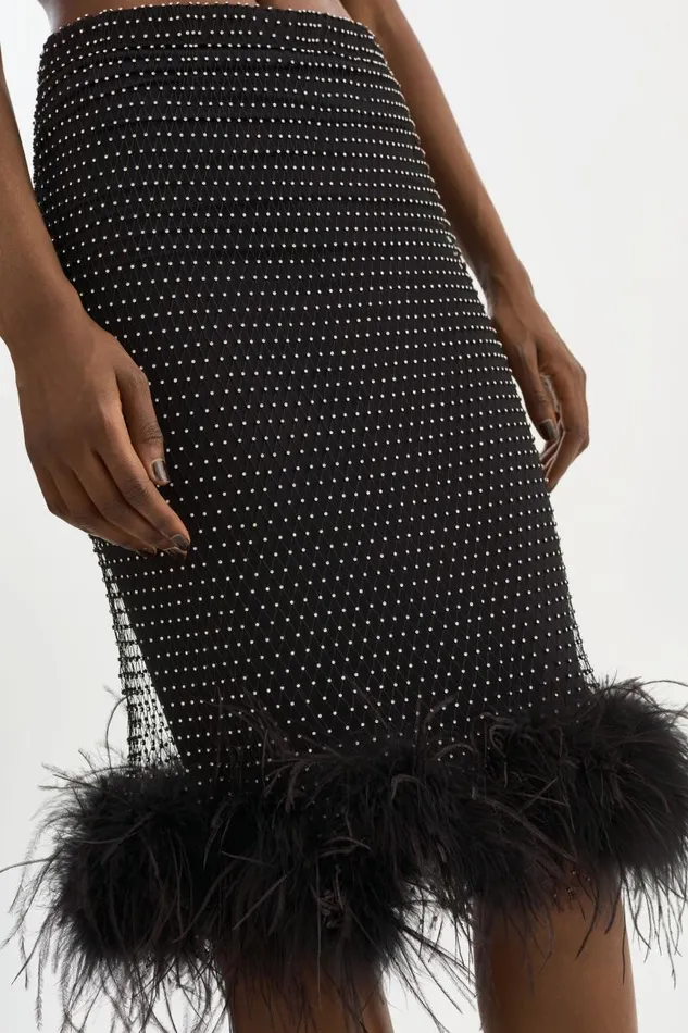 Women BARETA Rhinestone Tube Black LAMARQUE Skirts