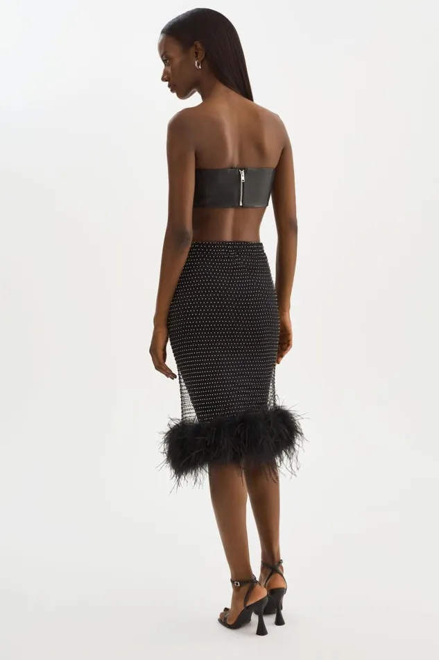 Women BARETA Rhinestone Tube Black LAMARQUE Skirts