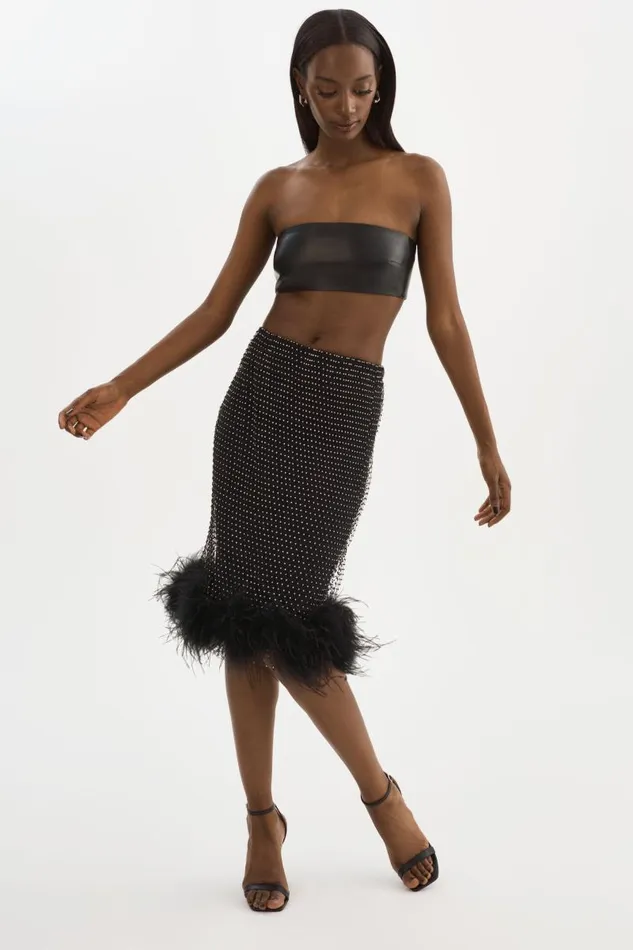 Women BARETA Rhinestone Tube Black LAMARQUE Skirts