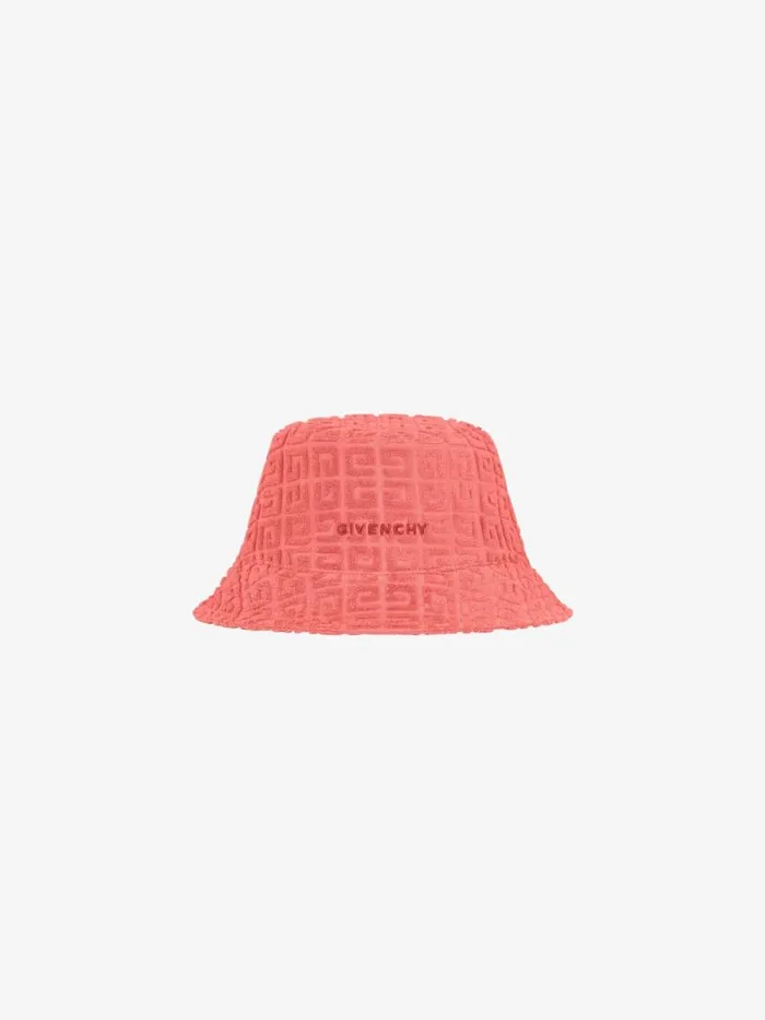 Women Beanies and Caps Givenchy GIVENCHY Bucket Hat In 4G Cotton Towelling Coral