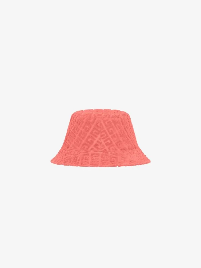 Women Beanies and Caps Givenchy GIVENCHY Bucket Hat In 4G Cotton Towelling Coral Women Beanies and Caps Givenchy GIVENCHY Bucket Hat In 4G Cotton Towelling Coral