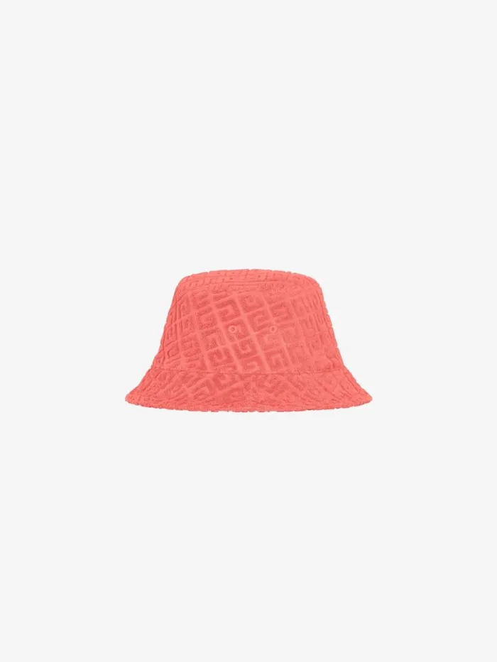 Women Beanies and Caps Givenchy GIVENCHY Bucket Hat In 4G Cotton Towelling Coral Women Beanies and Caps Givenchy GIVENCHY Bucket Hat In 4G Cotton Towelling Coral