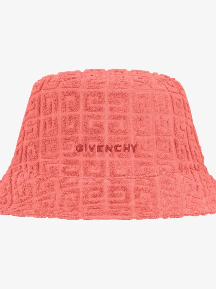Women Beanies and Caps Givenchy GIVENCHY Bucket Hat In 4G Cotton Towelling Coral Women Beanies and Caps Givenchy GIVENCHY Bucket Hat In 4G Cotton Towelling Coral