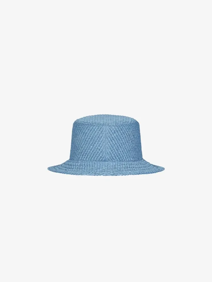 Women Beanies and Caps Givenchy GIVENCHY Bucket Hat In Raffia Denim Blue