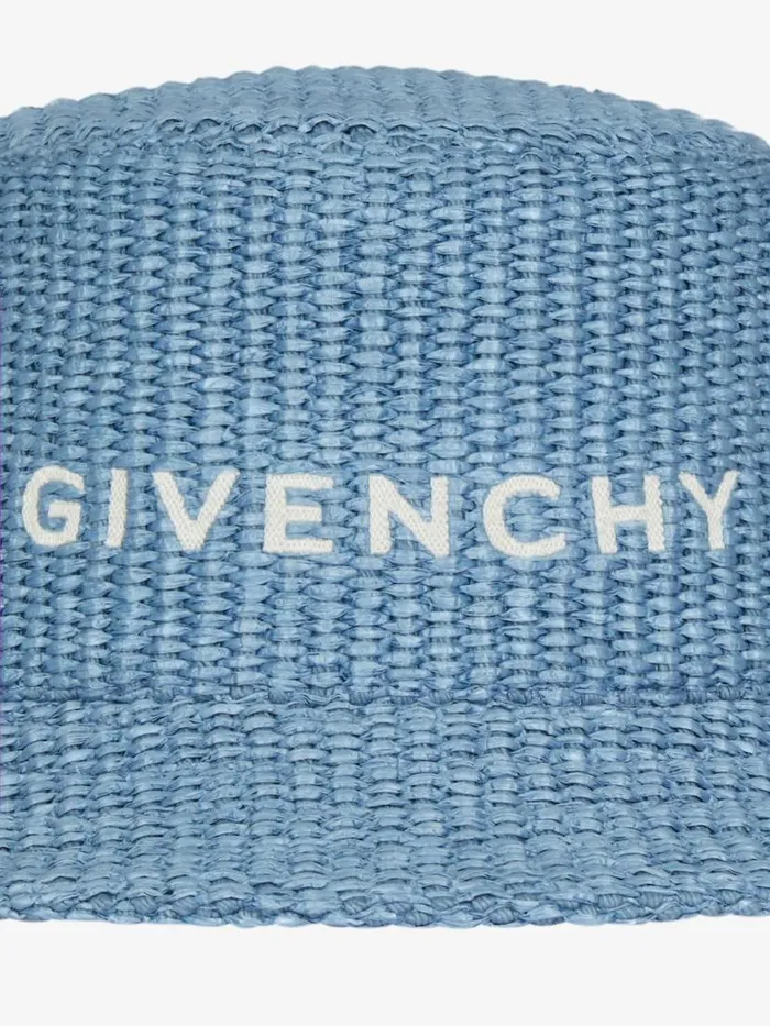 Women Beanies and Caps Givenchy GIVENCHY Bucket Hat In Raffia Denim Blue