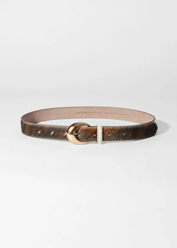 Women Belts and Other Stories CowPrint Pony Hair Belt Brown