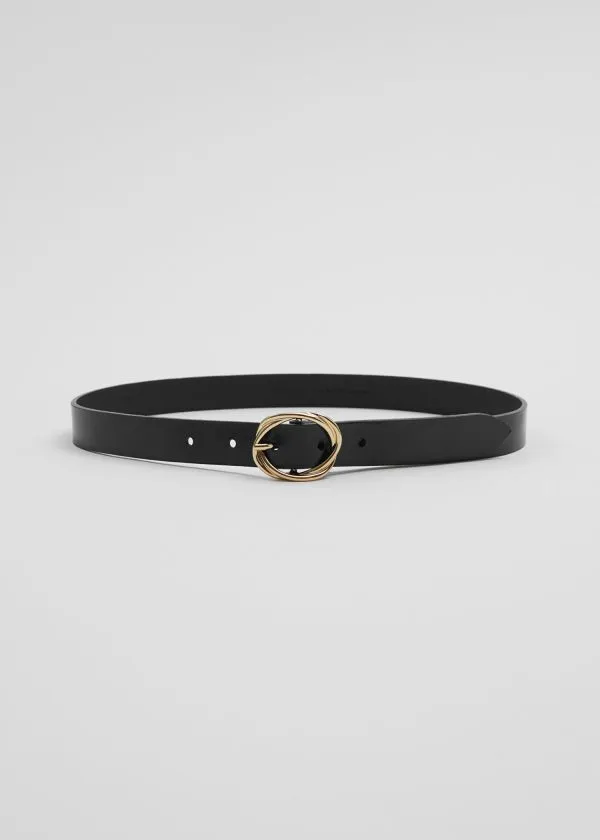 Women Belts and Other Stories KnotBuckle Leather Belt Black