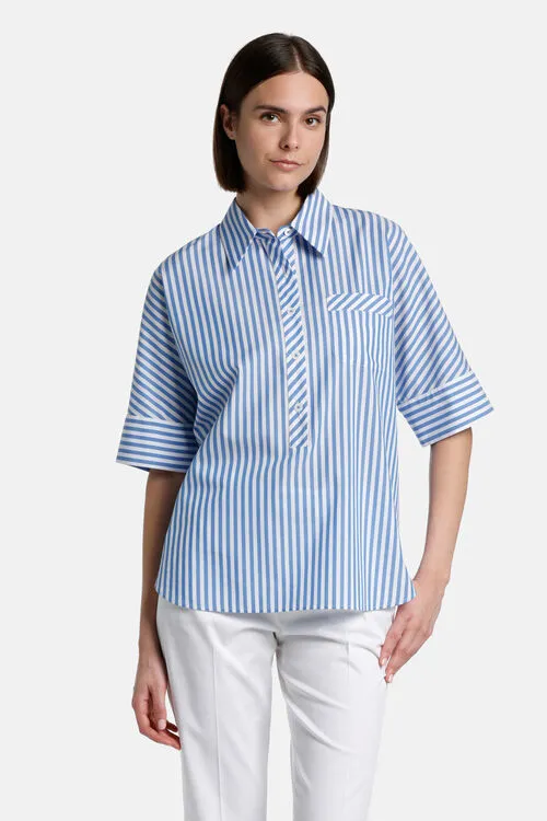 Women Bengalina Bengalina Light BlueWhite Blouses and Shirts Luisa Spagnoli