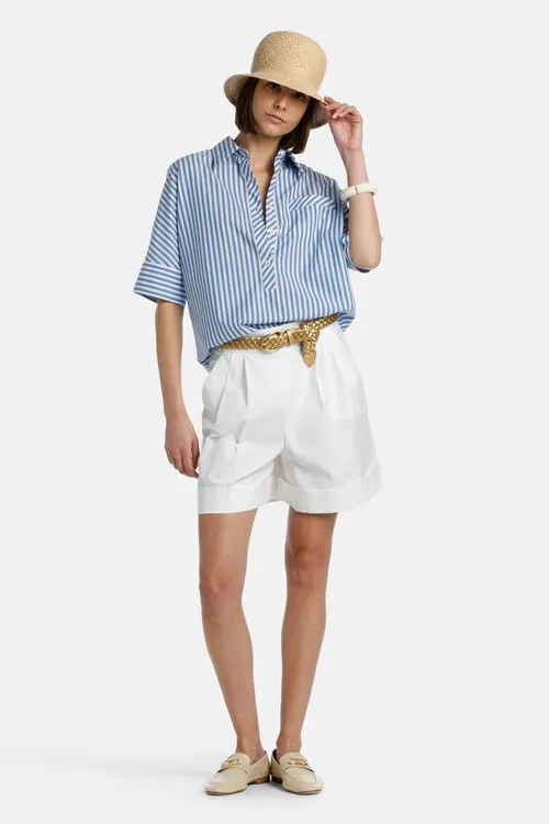 Women Bengalina Bengalina Light BlueWhite Blouses and Shirts Luisa Spagnoli Women Bengalina Bengalina Light BlueWhite Blouses and Shirts Luisa Spagnoli