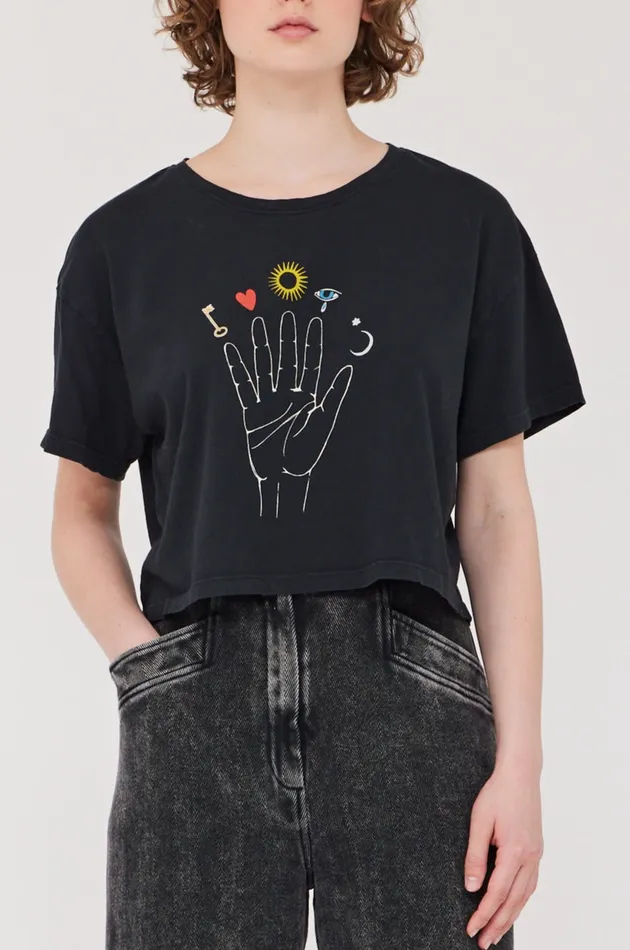 Women Black Cosmic Hand Claudia Top Raquel Allegra TShirts