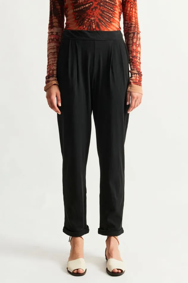 Women Black Easy Cuff Pant Raquel Allegra Bottoms