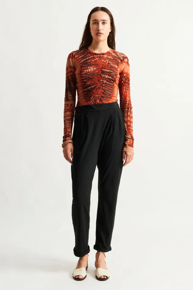 Women Black Easy Cuff Pant Raquel Allegra Bottoms