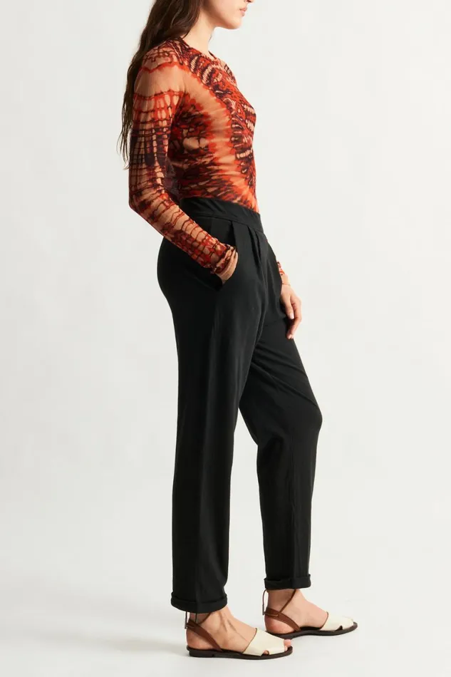 Women Black Easy Cuff Pant Raquel Allegra Bottoms