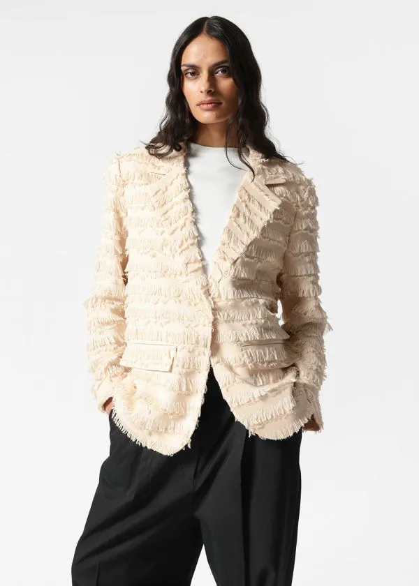 Women Blazers and Waistcoats and Other Stories Fringed Blazer Beige