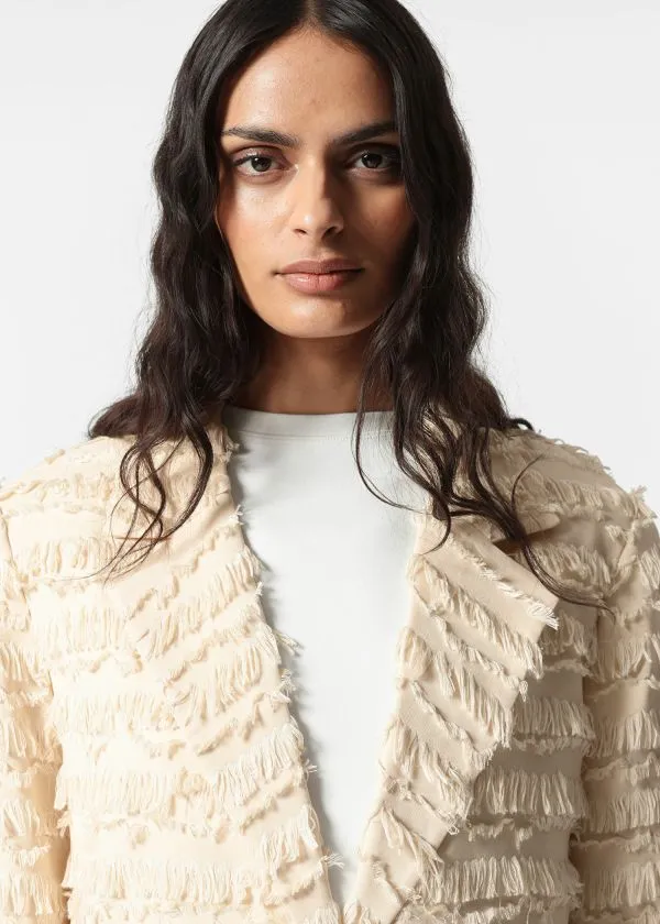 Women Blazers and Waistcoats and Other Stories Fringed Blazer Beige