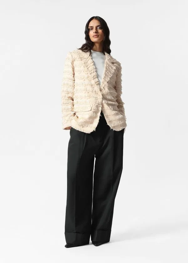 Women Blazers and Waistcoats and Other Stories Fringed Blazer Beige