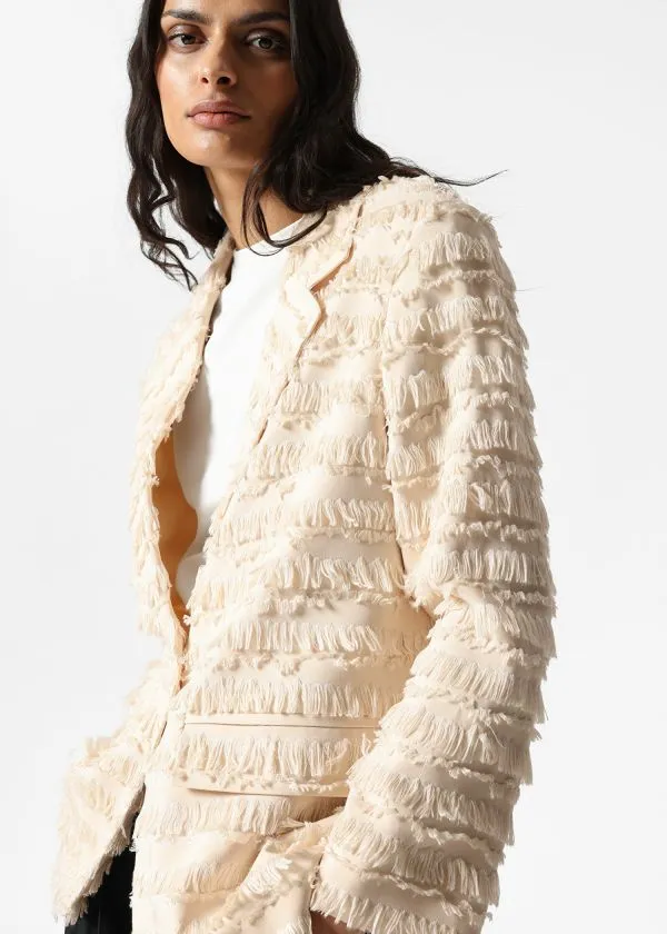 Women Blazers and Waistcoats and Other Stories Fringed Blazer Beige