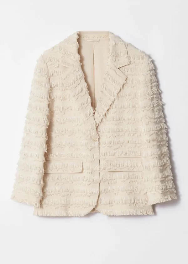 Women Blazers and Waistcoats and Other Stories Fringed Blazer Beige