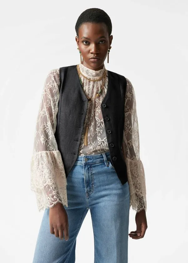 Women Blazers and Waistcoats and Other Stories Tailored Linen Waistcoat Black Women Blazers and Waistcoats and Other Stories Tailored Linen Waistcoat Black
