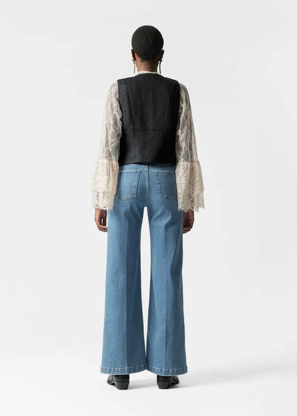Women Blazers and Waistcoats and Other Stories Tailored Linen Waistcoat Black